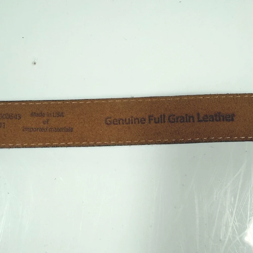 L.L. Bean Full Grain Leather Belt Womens S Blue Pebbled Silver Buckle USA Made